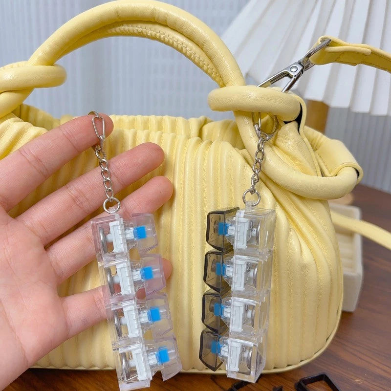 Chaveiro Minimalista Transparente | Brinquedo De Botão De Teclado Mecânico