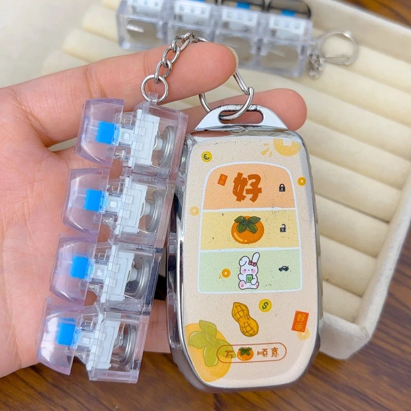 Chaveiro Minimalista Transparente | Brinquedo De Botão De Teclado Mecânico