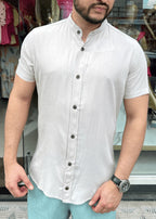 CAMISA GOLA PADRE VISCOLINHO SLIM BEGE