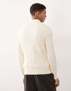 Suéter Polo Ralph Driver Icon Knit com meio zíper em algodão na cor creme.